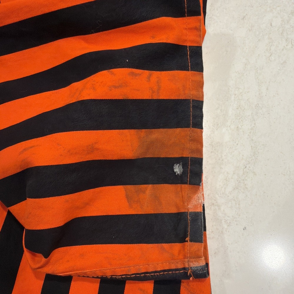 Game Bibs Adult Orange/Black College Stripes Overalls Large - Picture 13 of 14